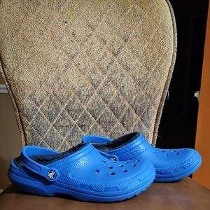Crocs Classic Lined Slip On Faux Fur Lined Clogs Shoes Blue